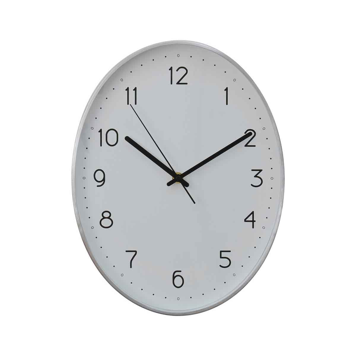 Elko Oval Wall Clock with Silver Finish