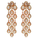 Multi Shape Crystal Drop Clip on Earrings Set in Gold Plate