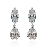 Marquise and Pear Shape Diamond Cubic Zirconium Cip on Earrings
