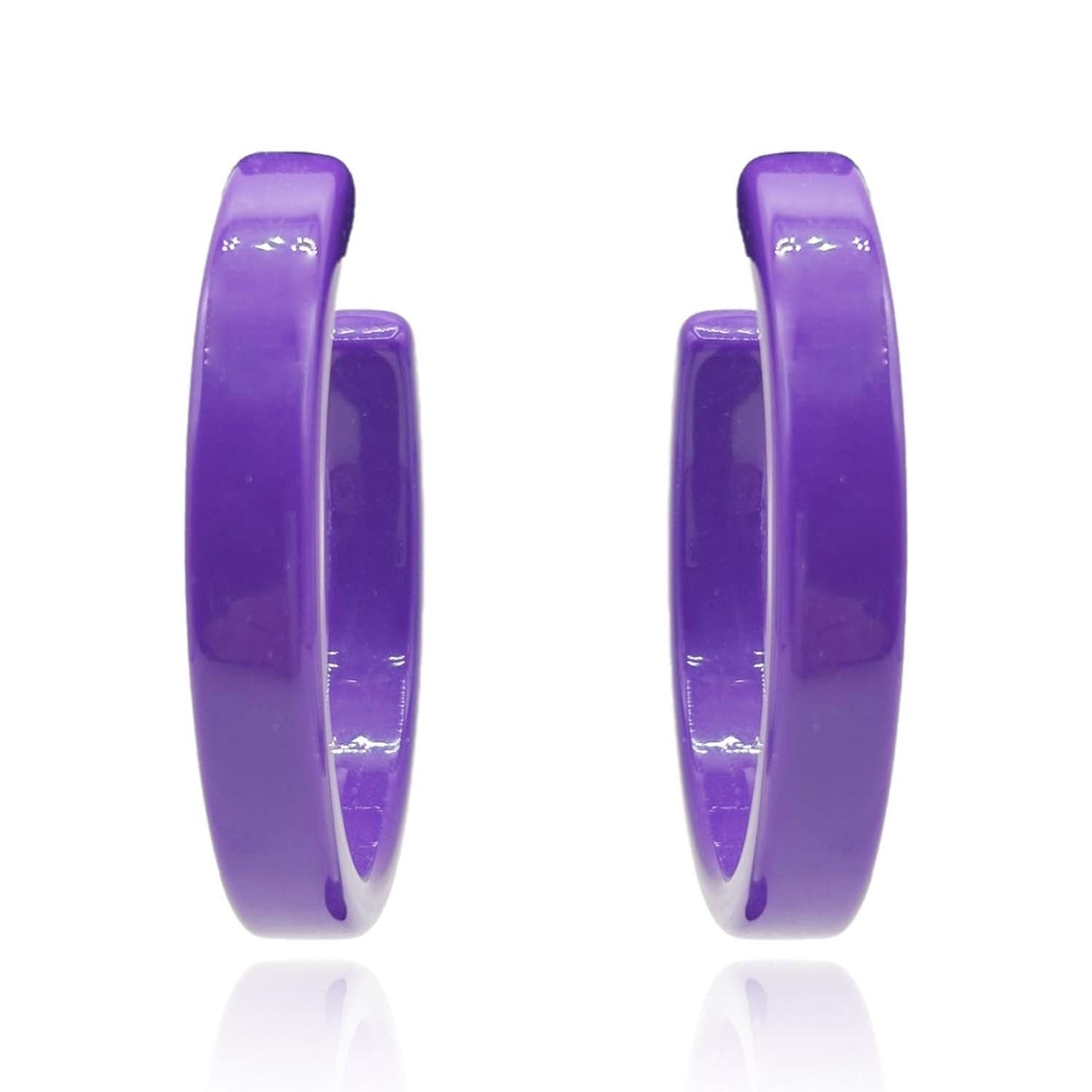 Large Purple Resin Hoop Earrings