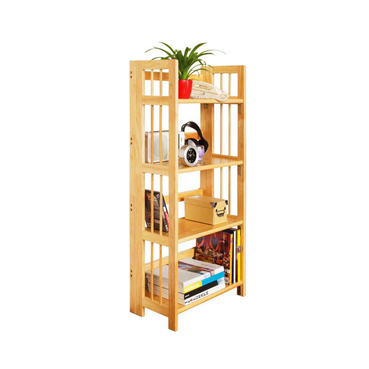Heva Four Tier Tropical Hevea Wood Shelf Unit
