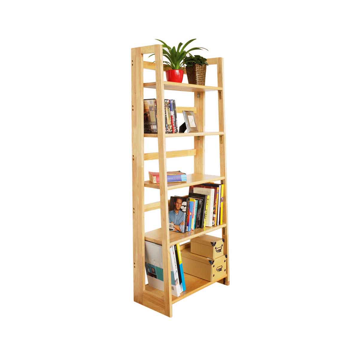 Heva 5 Tier Box Frame Tropical Hevea Wood Shelf Unit