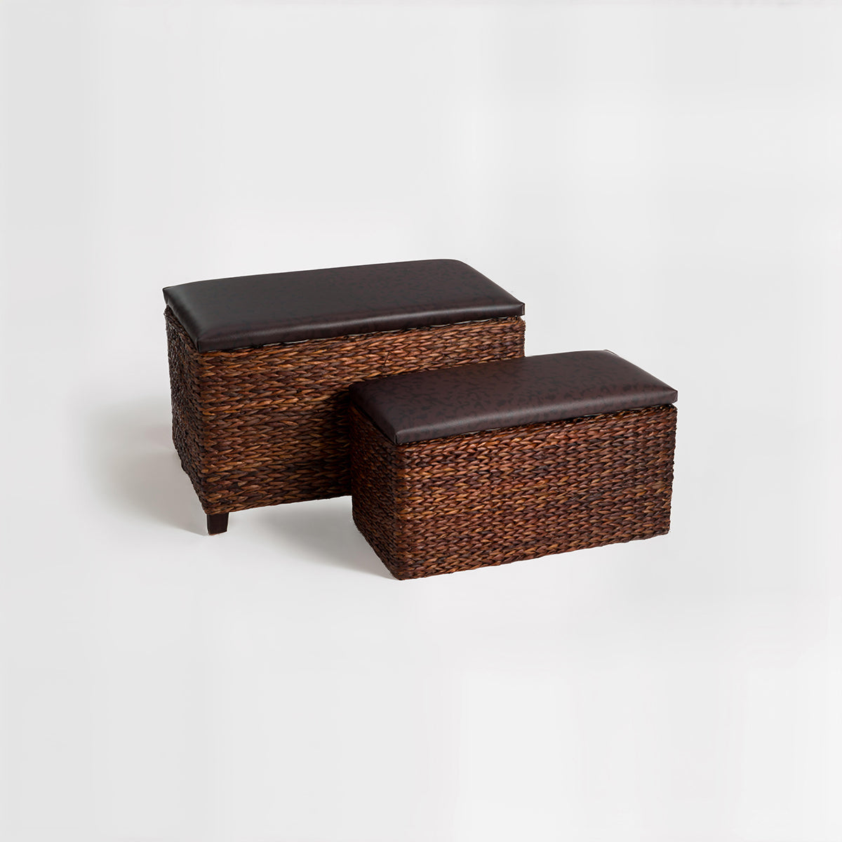 Cattail Leaf Ottoman Storage - Set of 2
