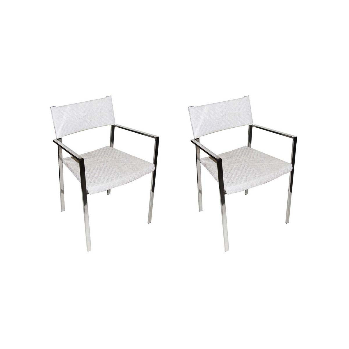 Set Of Two White Raffia Chairs