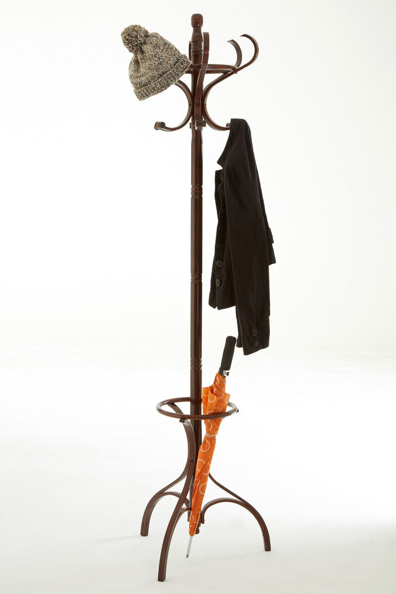 Kennedy Walnut Finish Solid Birchwood Coat Stand