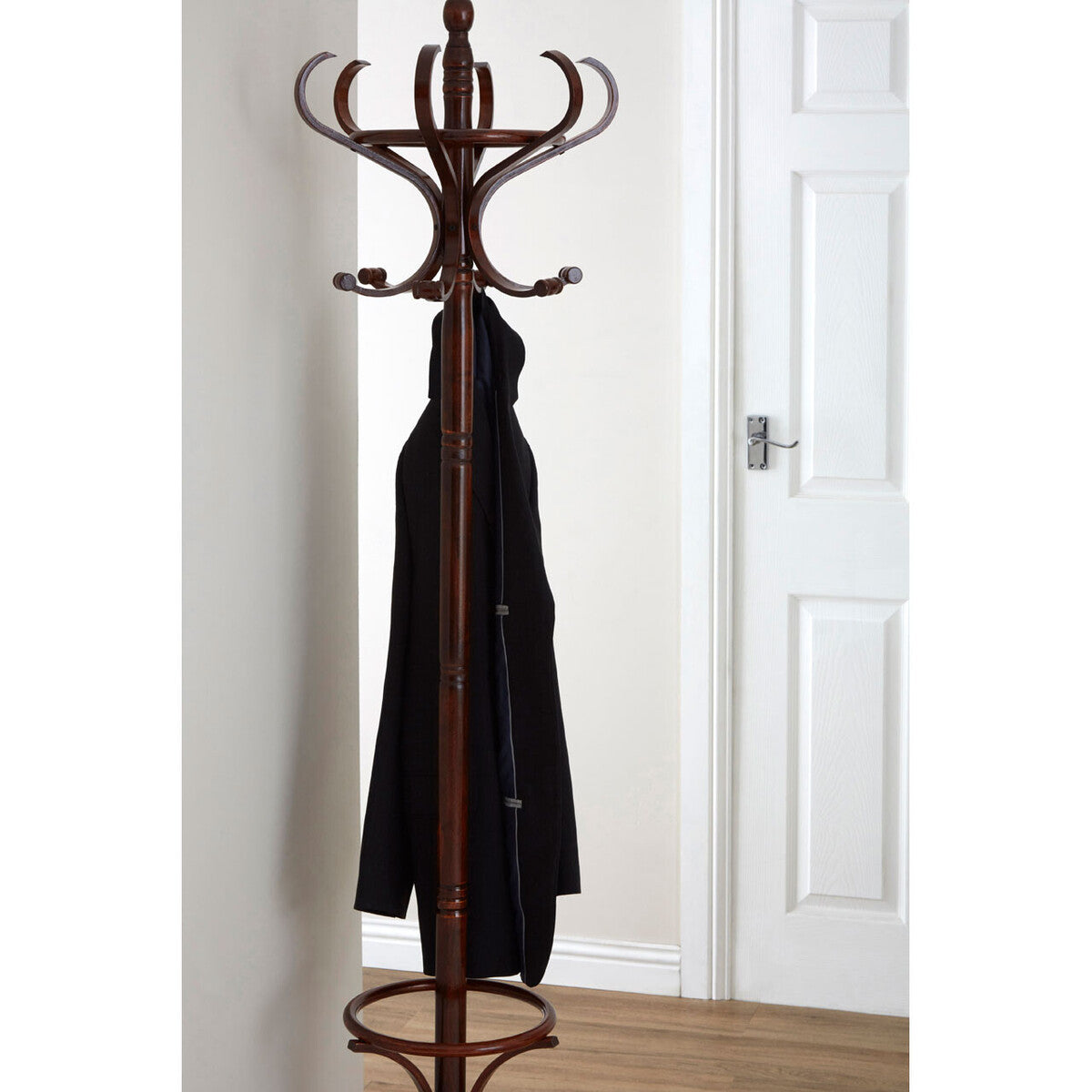 Kennedy Walnut Finish Solid Birchwood Coat Stand