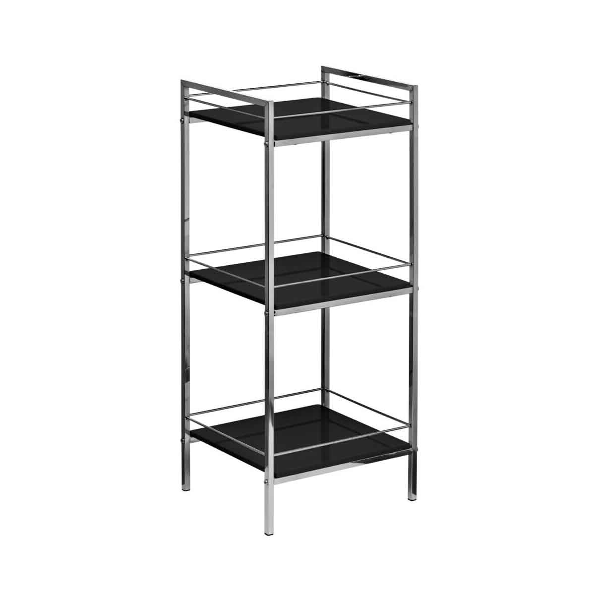Quincy 3 Tier Black High Gloss Shelf Unit