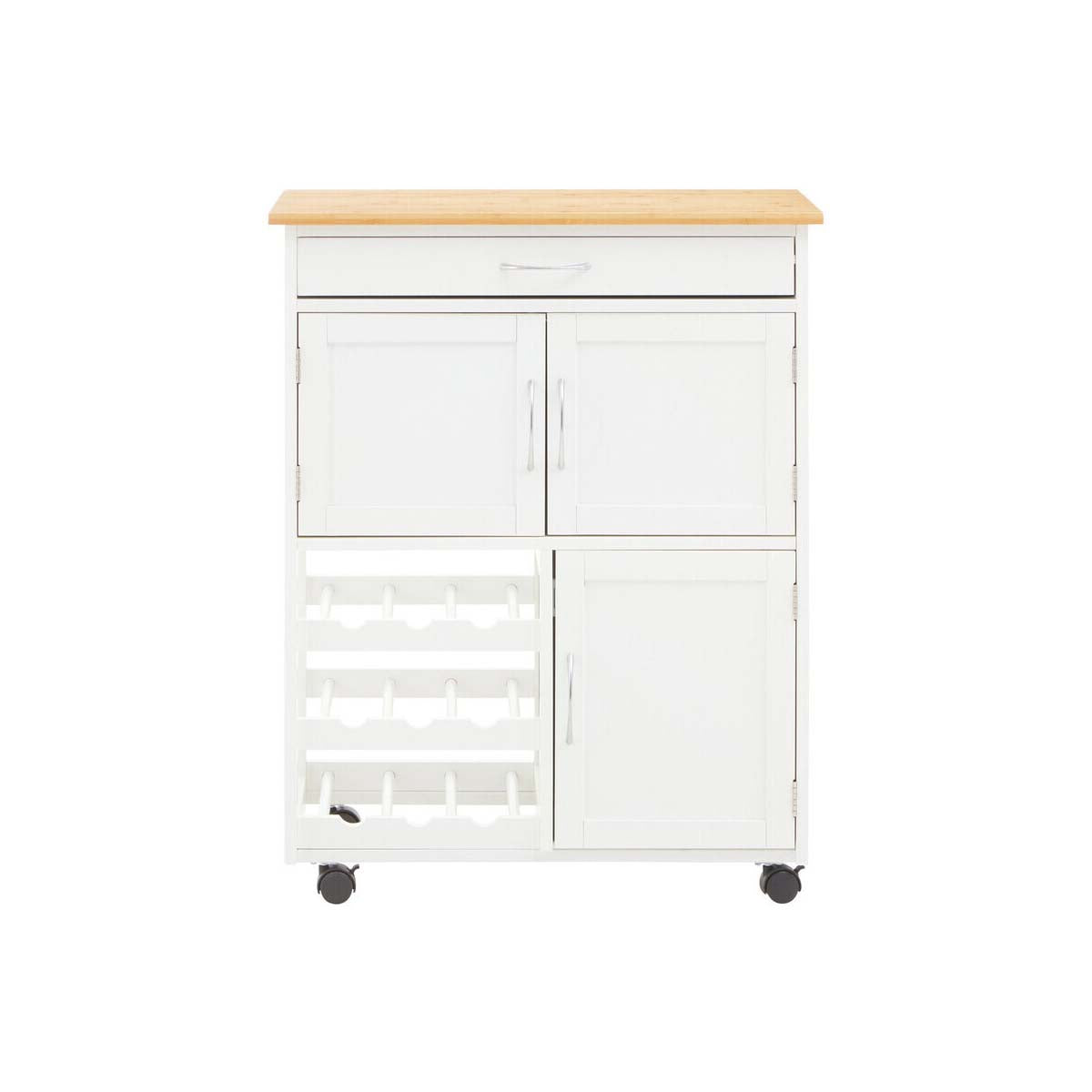 Harlow White and Bamboo Top Kitchen Trolley