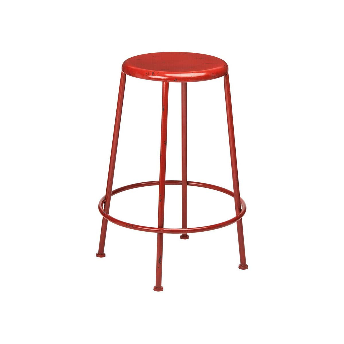 Artisan Red Metal Stool