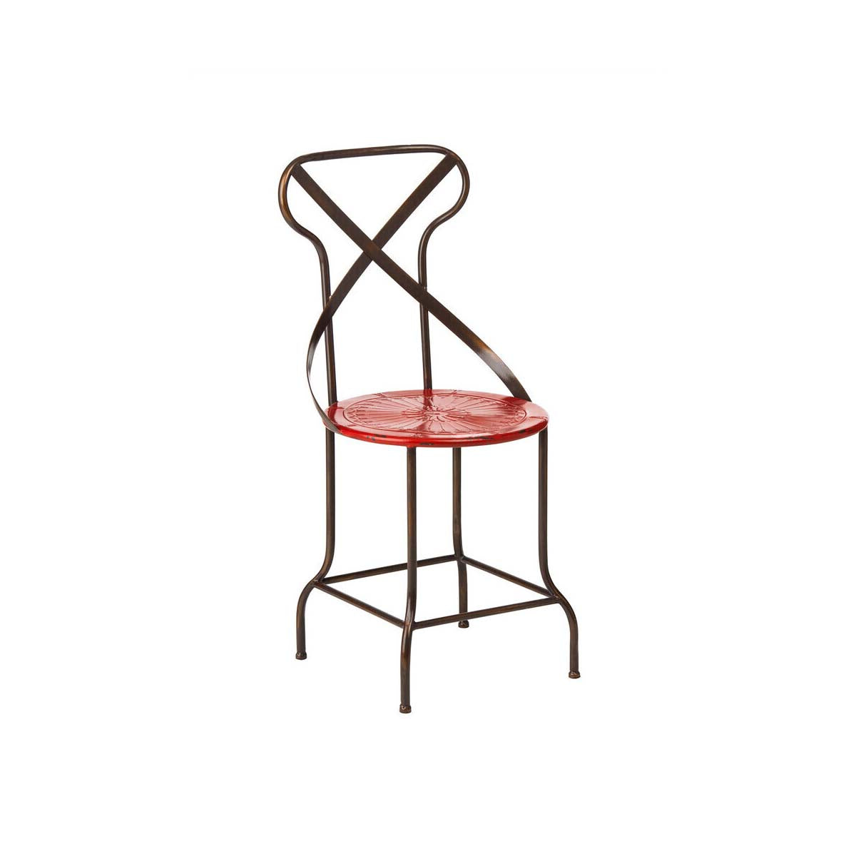 Artisan Red Metal Seat Chair