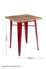 Algate Red Side Table in Powder Coated Metal and Wood