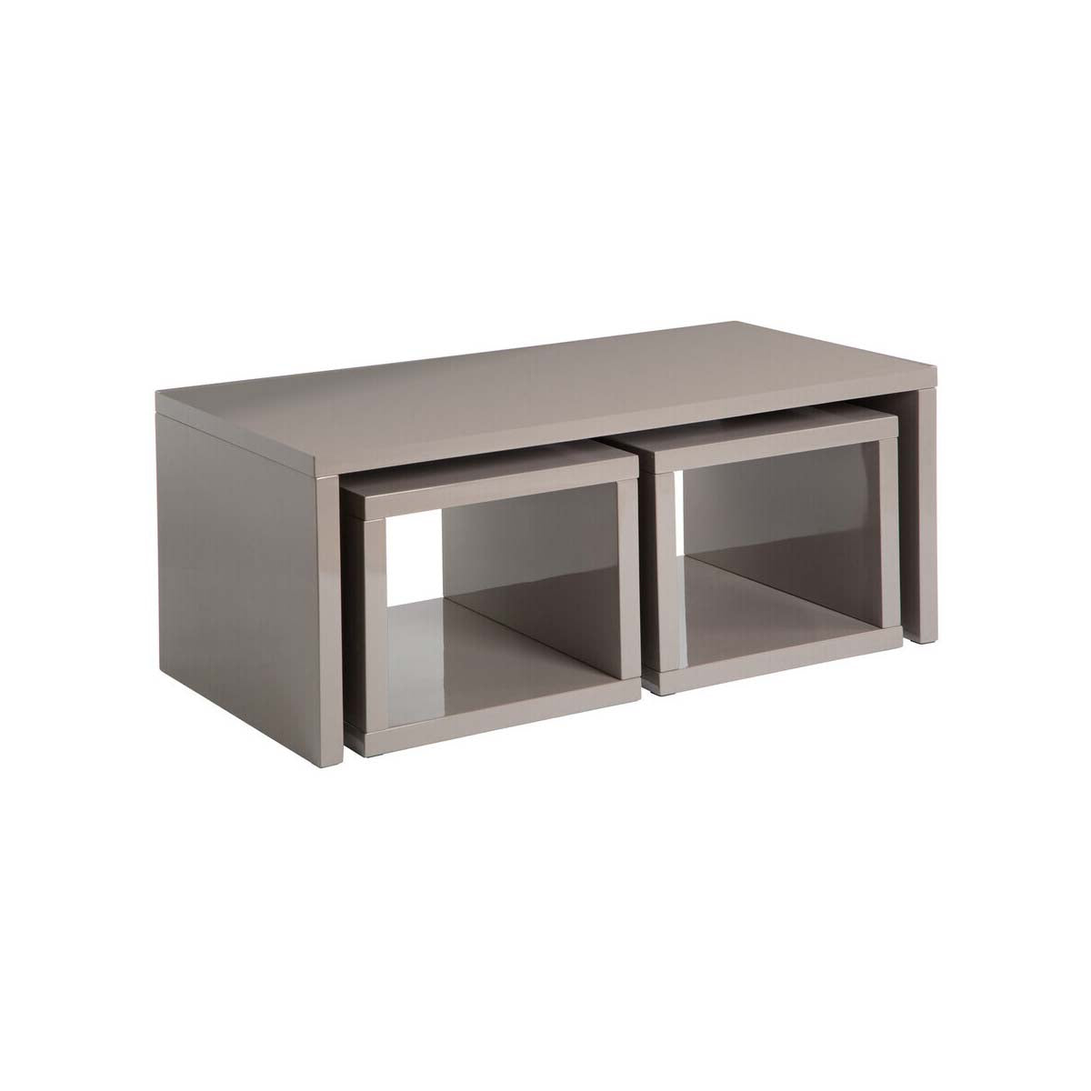 Madrid Dark Grey High Gloss Coffee Table With Two Under Tables