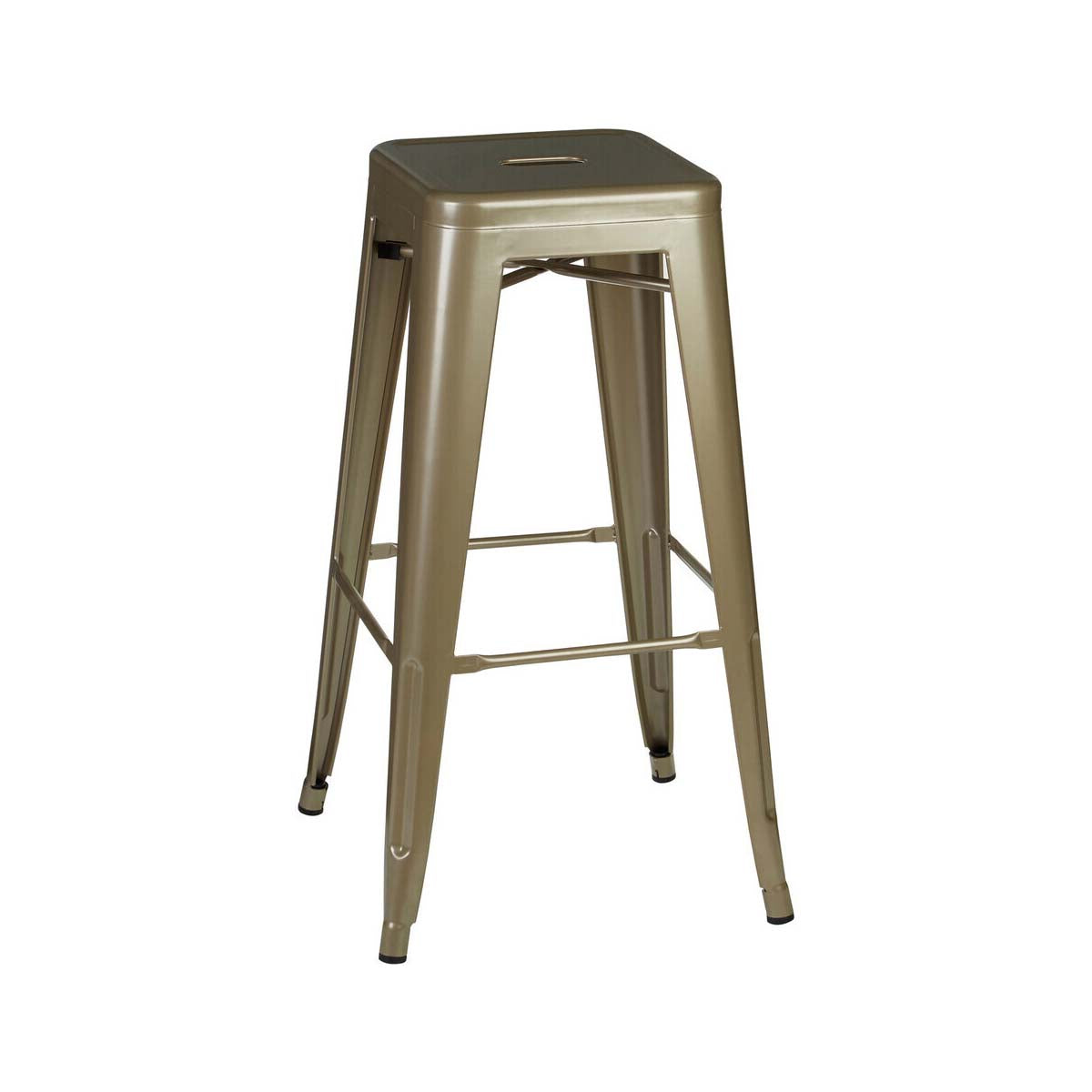 Champagne Powder Coated Metal Cubic Stool