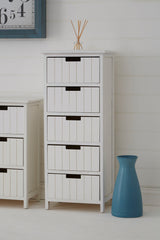 New England White Mdf 5 Drawers Chest