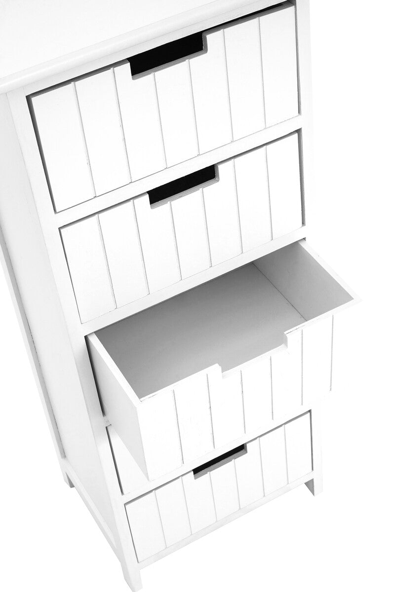 New England White Mdf 5 Drawers Chest