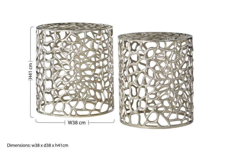Templar Set of 2 Side Tables With Silver Finish
