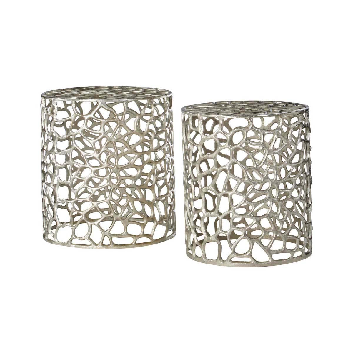 Templar Set of 2 Side Tables With Silver Finish