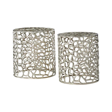 Templar Set of 2 Side Tables With Silver Finish