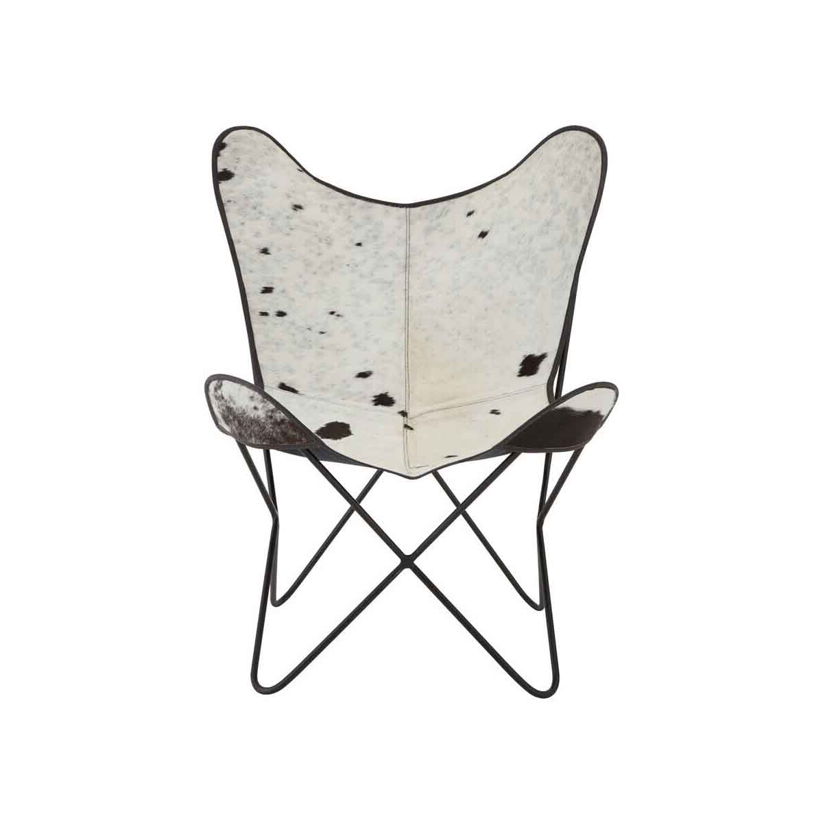 Buffalo Black and White Cowhide Butterfly Chair