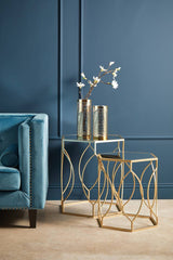 Avantis Set Of 2 Hexagon Champagne Finish Tables