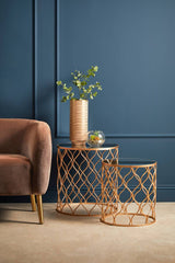 Avantis Set Of Two Mirrored Top Copper Tables