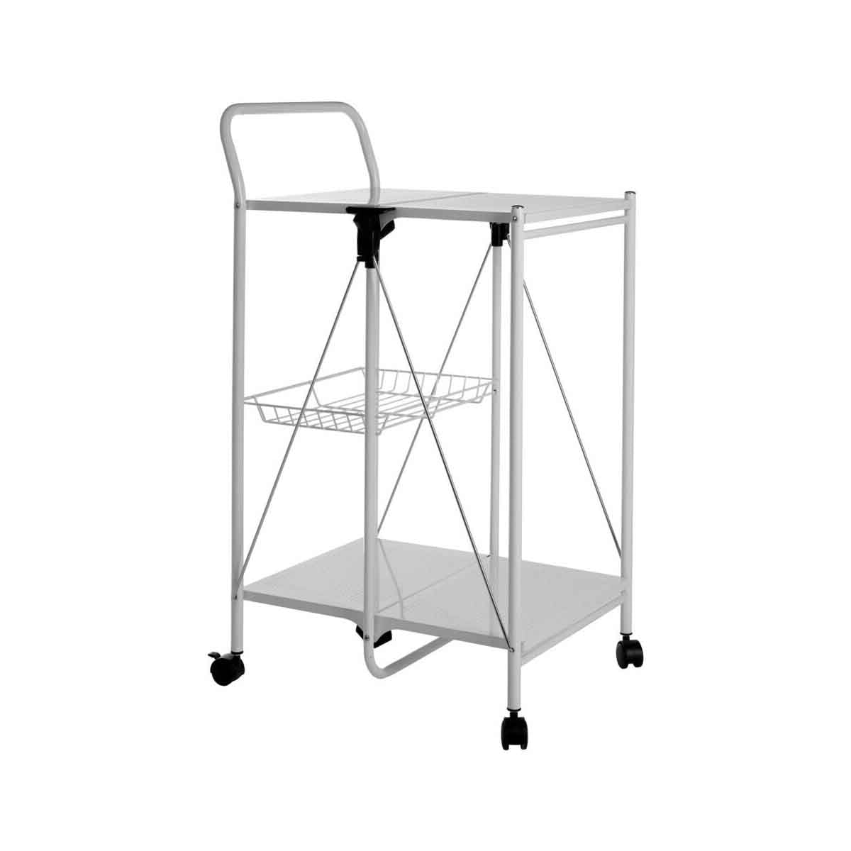 Harlow White Rectangular Folding Kitchen Trolley