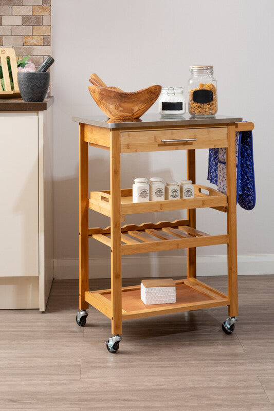 Harlow Bamboo One Drawer Kitchen Trolley