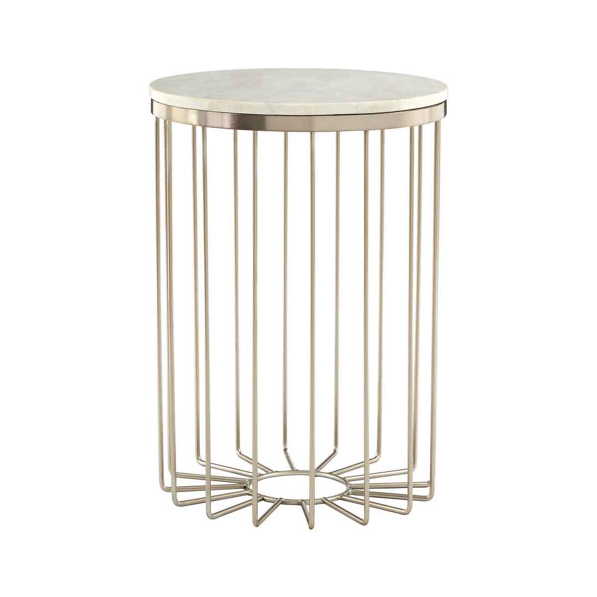 Templar White Marble Cage Design Iron Table