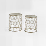 Arcana Set Of Two Honeycomb Side Tables.