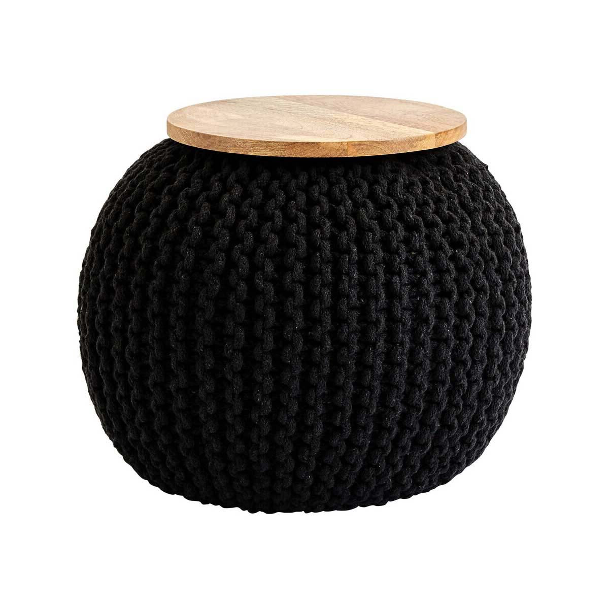 Fusion Black Woven Pouffe