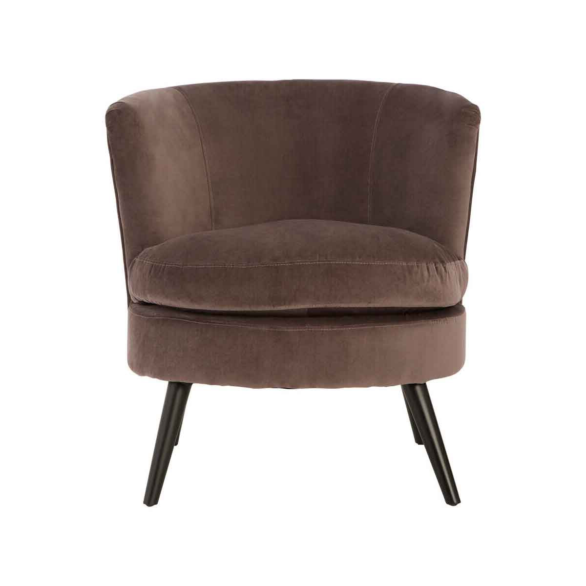Regents Park Round Grey Velvet Plush Armchair