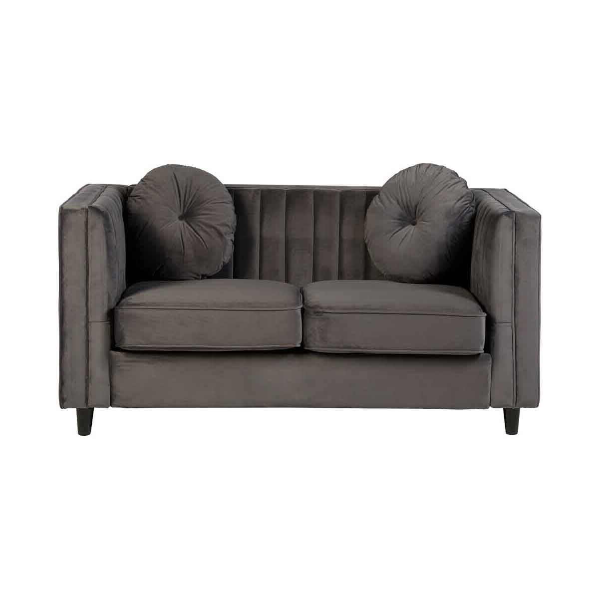 Farah Two Seat Grey Velvet Sofa