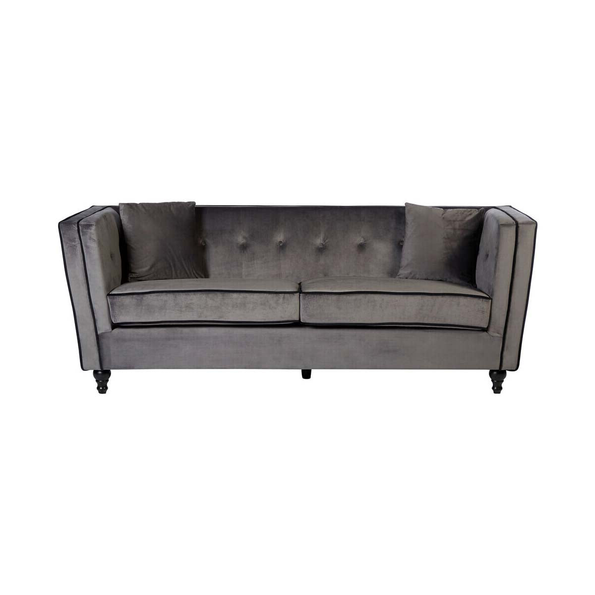 Ferris 3 Seat Grey Velvet Sofa