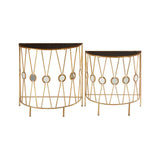 Faiza Set Of 2 Cross Design Console Tables