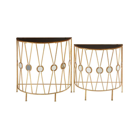 Faiza Set Of 2 Cross Design Console Tables