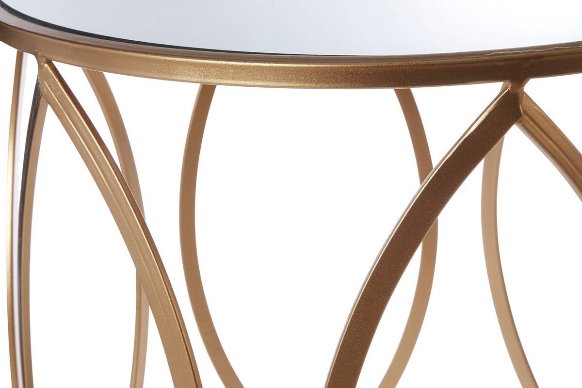 Arcana Set Of Two Gold Finish Side Tables.