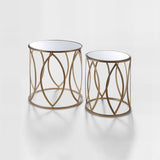 Arcana Set Of Two Gold Finish Side Tables.