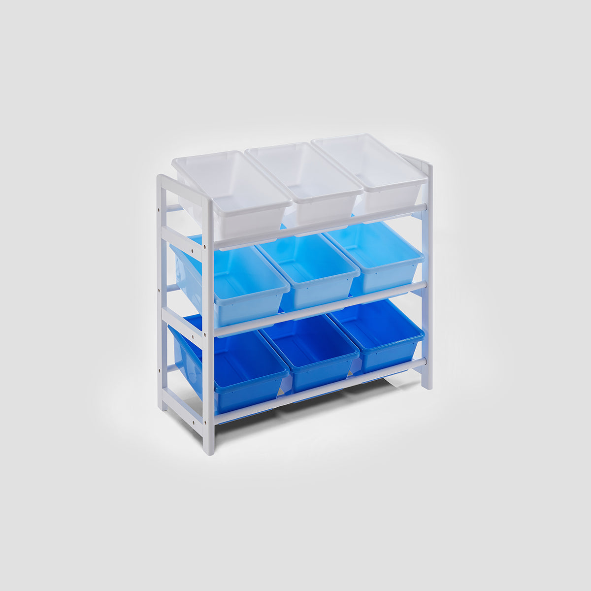 Three Tier White And Blue Kids Storage Unit