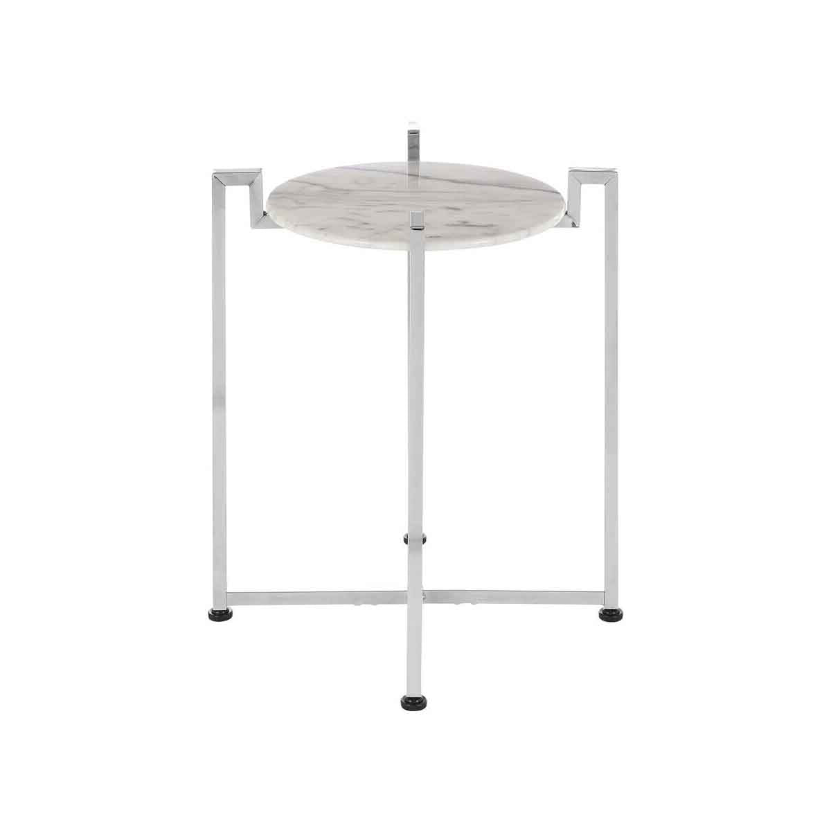 Cibal White Marble Side Table With Chrome Base