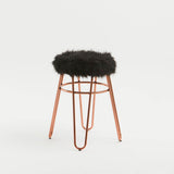 District Faux Fur Rose Gold Finish Stool