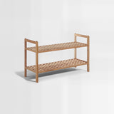ARLA 2 Tier Grid Design Wooden Shoe Rack