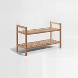 Arla 2 Tier Stackable Walnut Wood Shoe R