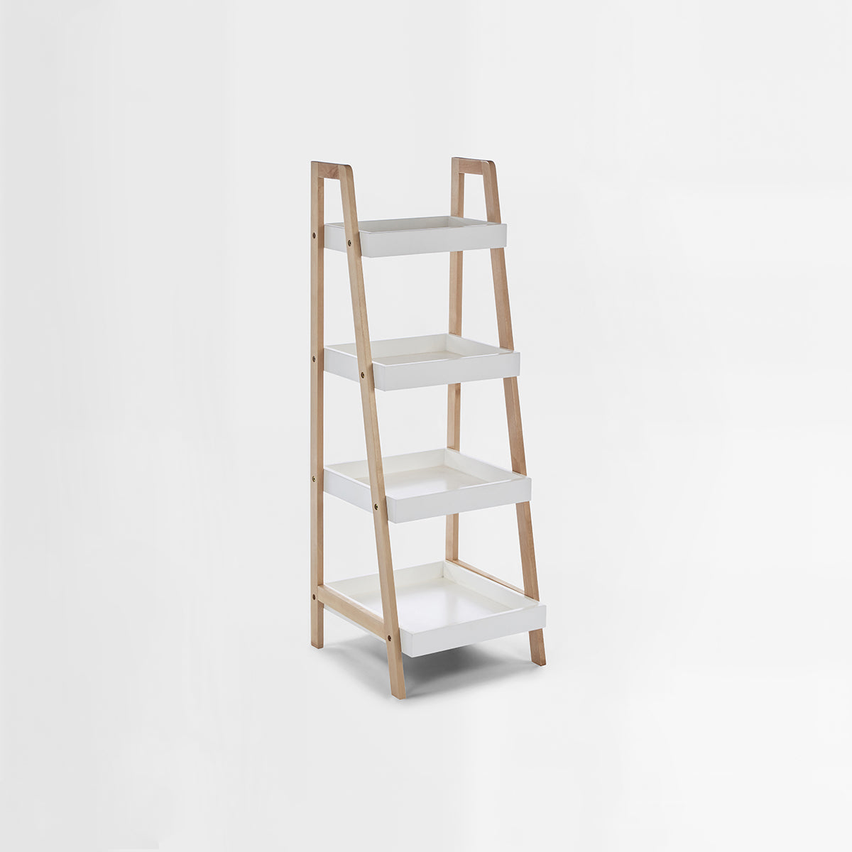 ARLA Four Tier Birch Wood Bathroom Shelf Unit