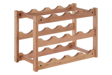 ARLA 3 Tier Walnut Wood Wine Rack