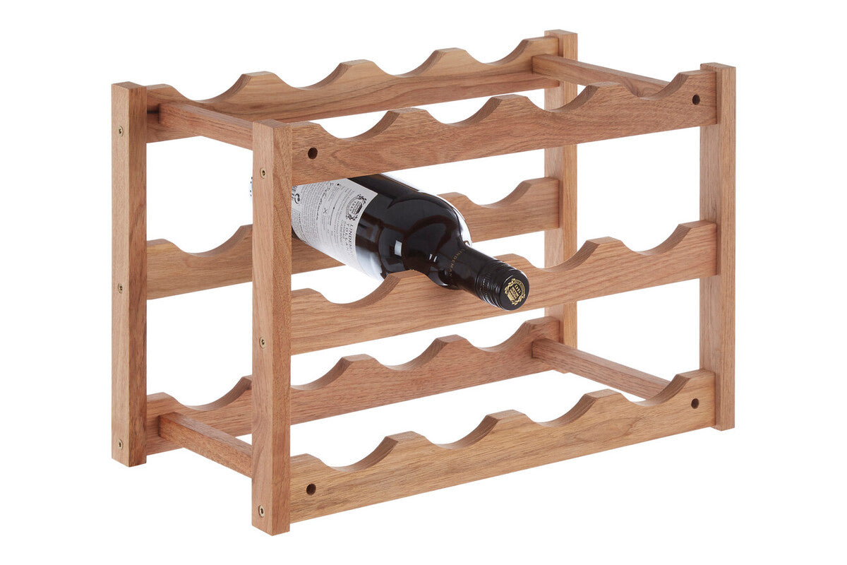 ARLA 3 Tier Walnut Wood Wine Rack
