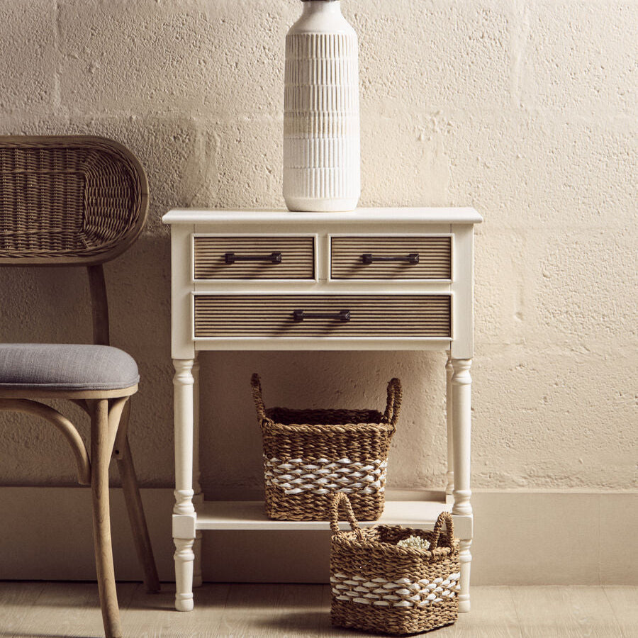 Heritage 3 Drawers Pearl White Console Table