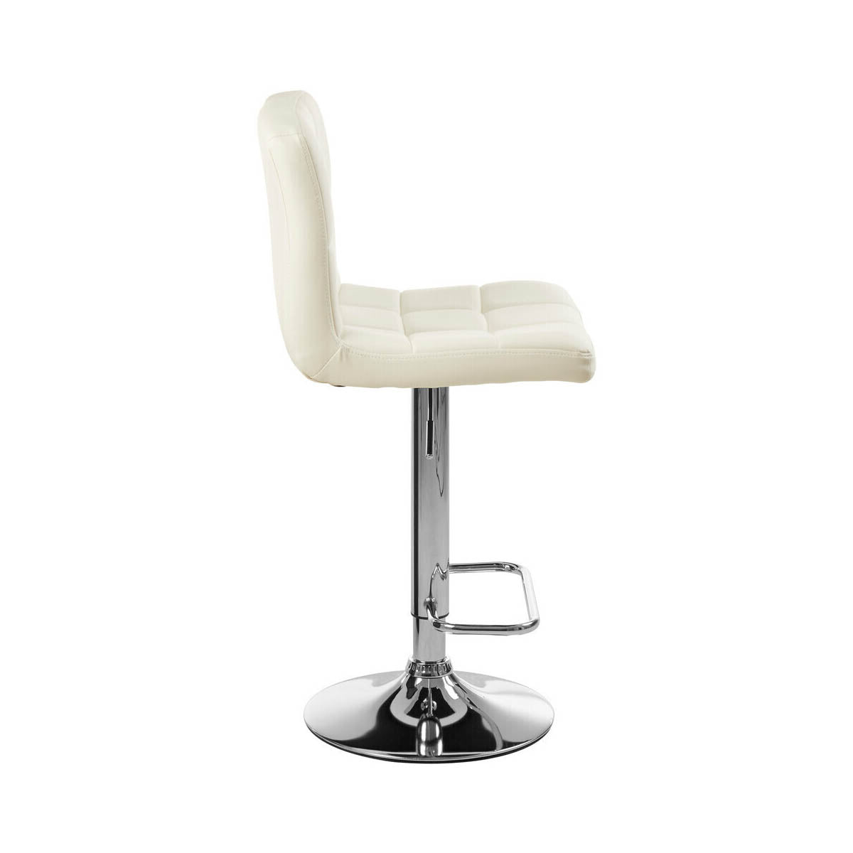 Baina White Quilted Chrome Base Bar Stool