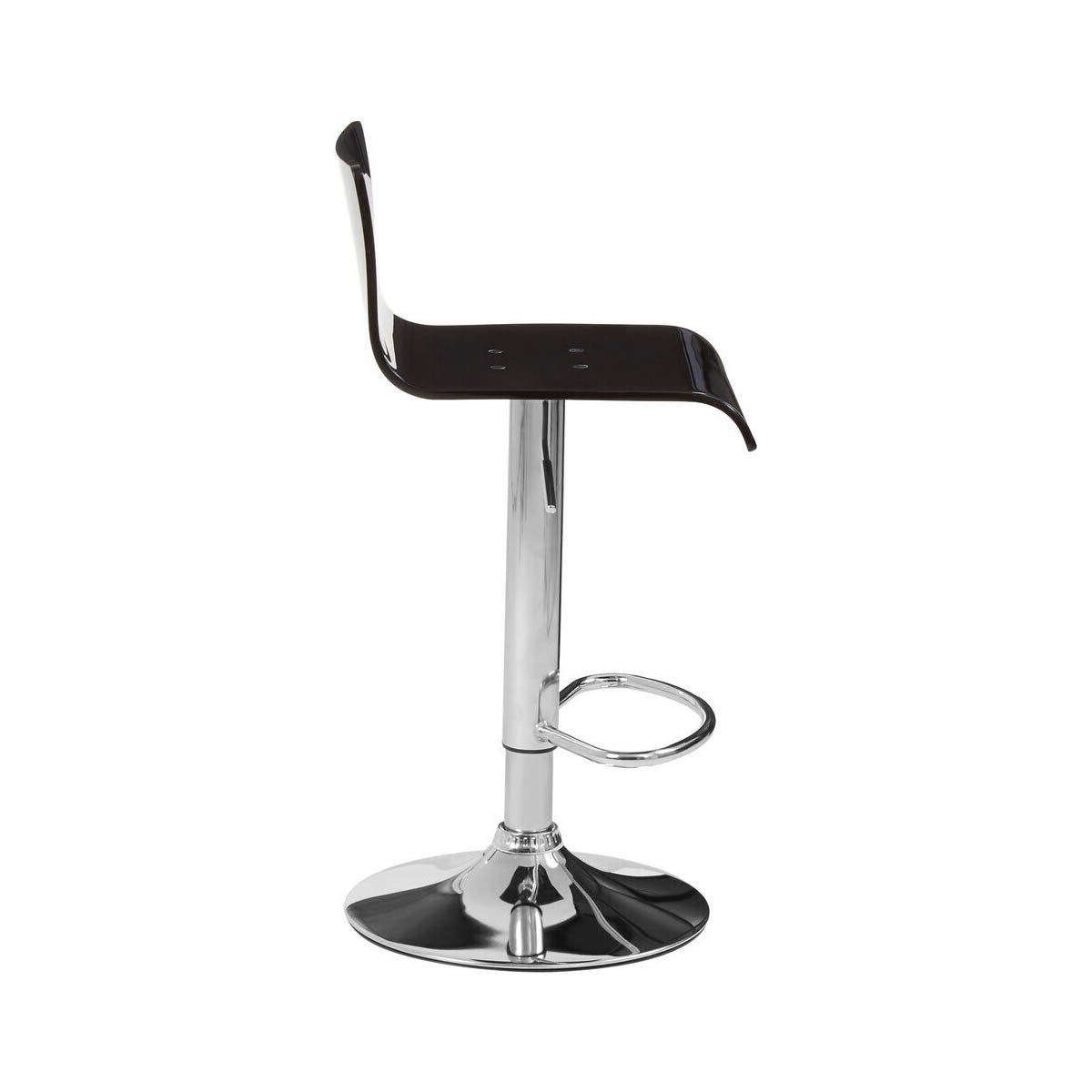 Baina Black Acrylic Bar Stool with Chrome Base.