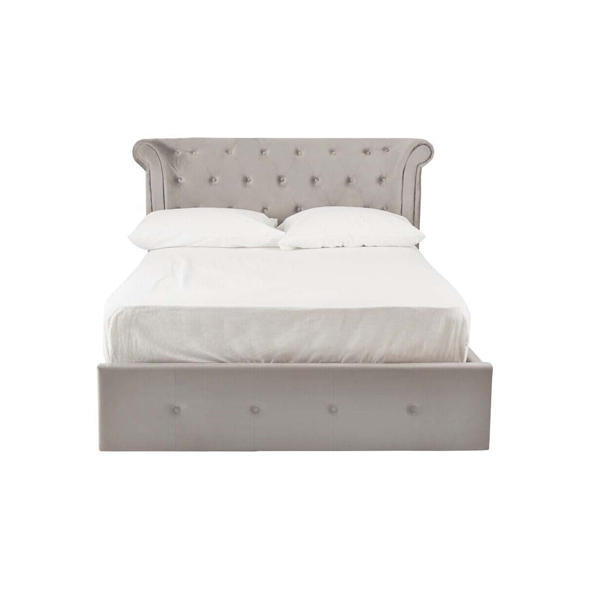 Edison Grey Velvet Ottoman Double Bed