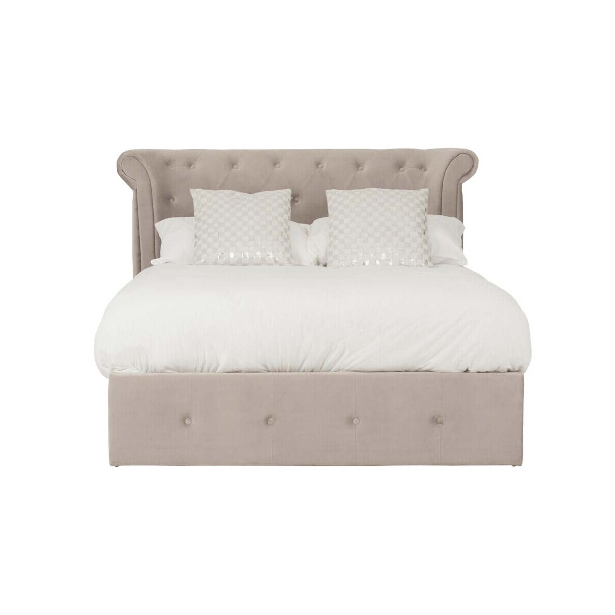 Edison Mink Velvet Ottoman Double Bed